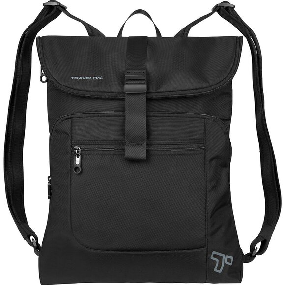 Travelon Anti-Theft Urban Flap-Over Backpack Unisex Black Travel Outdoors Casual - Picture 1 of 8